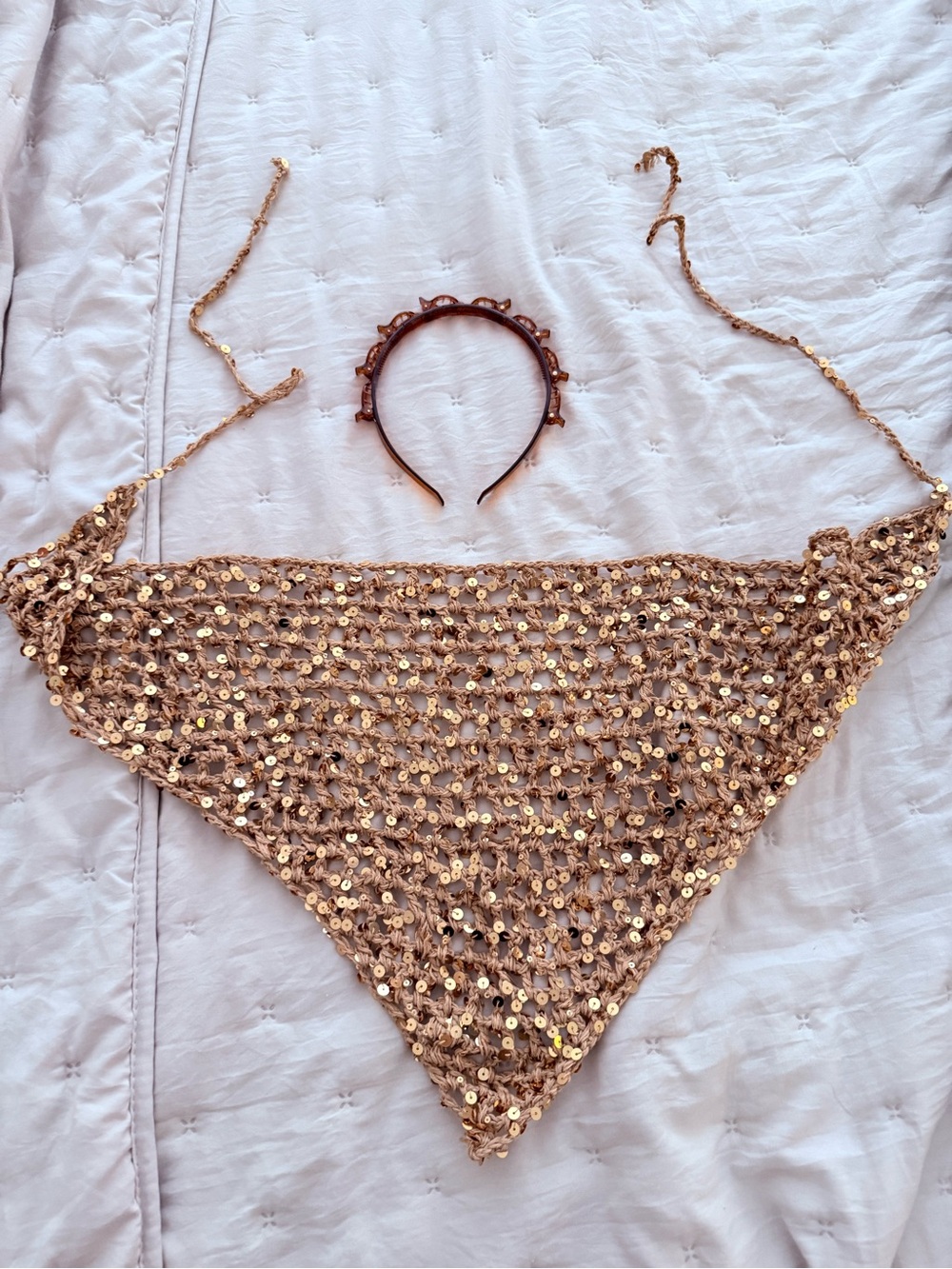 Sequined Crochet Bandana and Hair clip